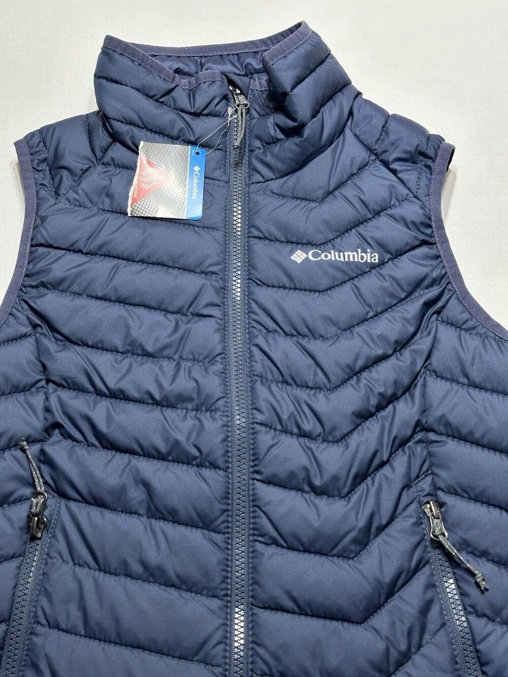 Columbia Puffer Vest Powder Lite Women’s Size XS Omni-Heat Full Zip Navy NWT NEW - Picture 2 of 10